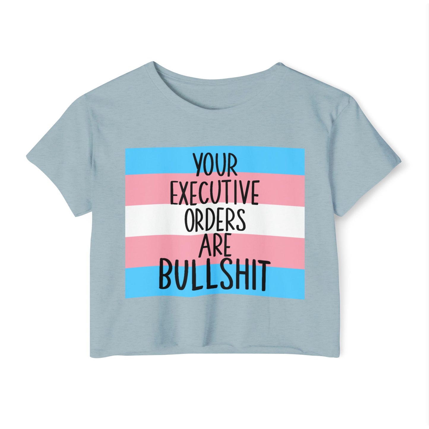 EO Bull Crop Top Trans Flag LGBTQ+ Pride Apparel, Fun Summer Top, Casual Wear, Empowerment Shirt, Music Festival Outfit