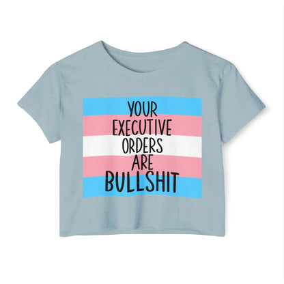EO Bull Crop Top Trans Flag LGBTQ+ Pride Apparel, Fun Summer Top, Casual Wear, Empowerment Shirt, Music Festival Outfit
