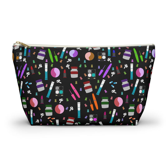 Black Skate Bout Day Pouch, Makeup Bag, Travel Organizer, Holiday Gift, Fashion Pouch, Kid's Gift, Fun Clutch