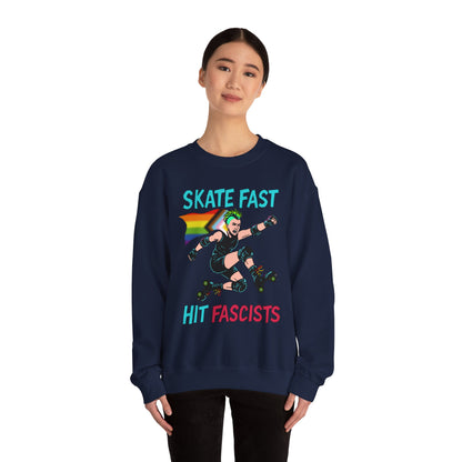 Skater Punk Sweatshirt with Progressive Pride Flag Cape - Crewneck