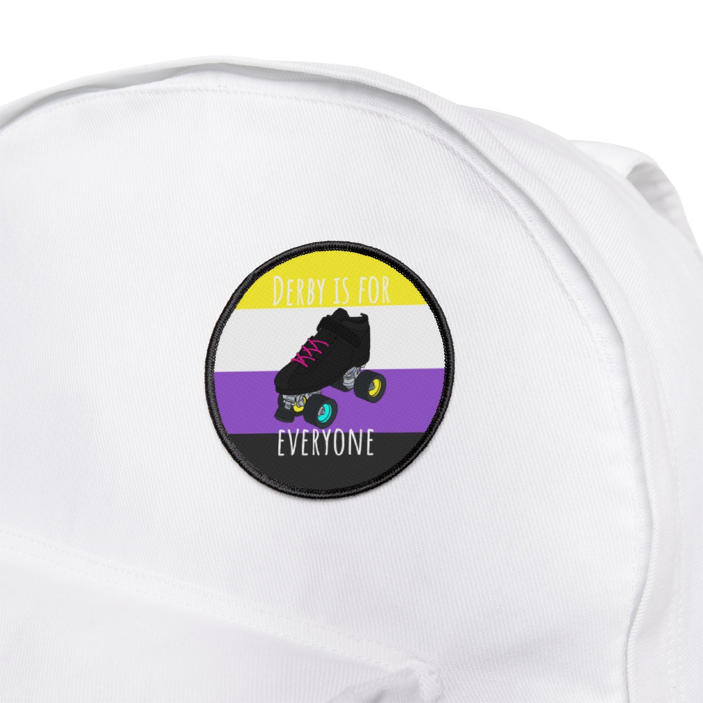 Non-Binary Derby Iron-On Patches, LGBTQ+ Roller Skating, Fun Patches for Jackets, Gear Accessories, Gift for Skaters, Pride Support