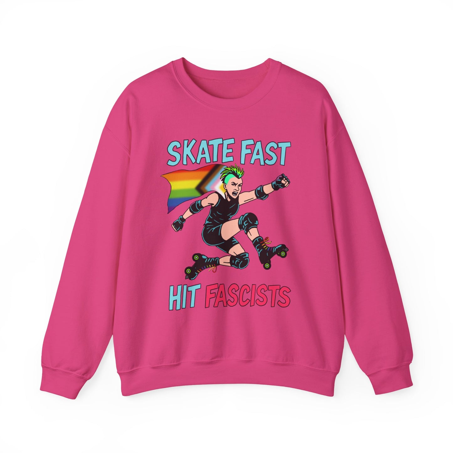 Skater Punk Sweatshirt with Progressive Pride Flag Cape - Crewneck