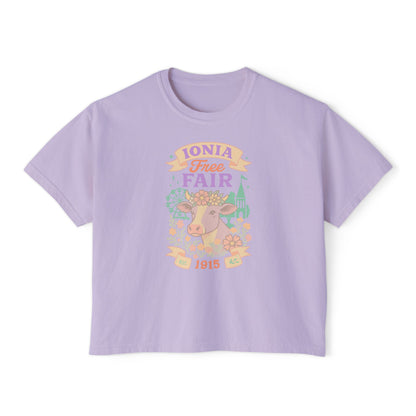 Vintage Ionia Free Fair Women's Boxy Tee, Casual Summer T-Shirt, Graphic Tee, Festival Shirt, Gift for Her