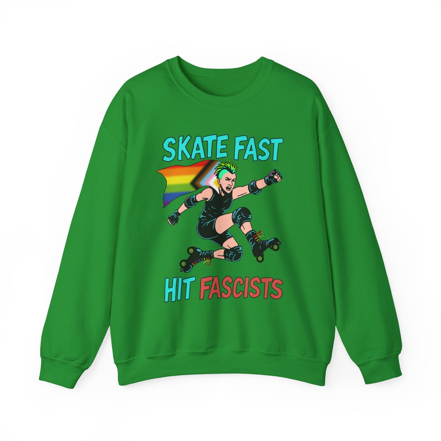 Skater Punk Sweatshirt with Progressive Pride Flag Cape - Crewneck
