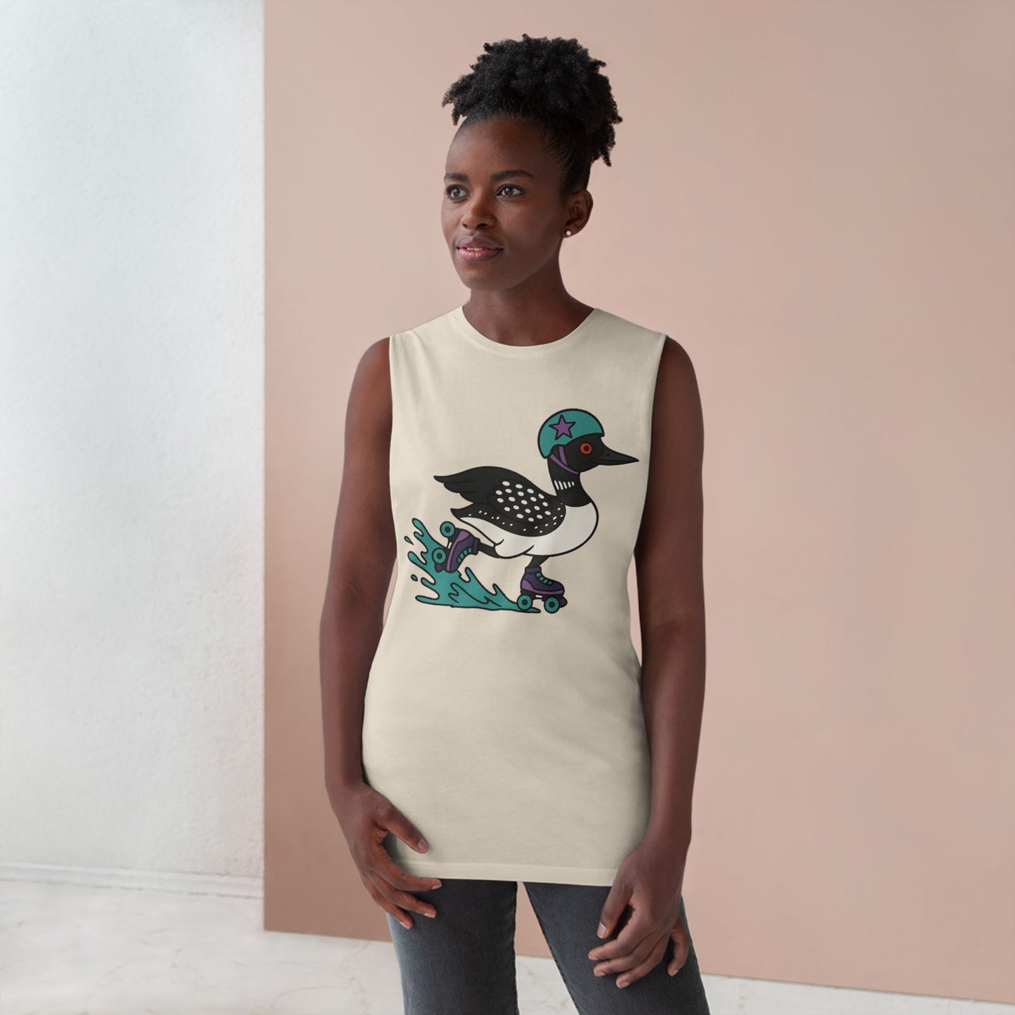 Tank Top featuring Roller Derby Playing Loon from Platte Lake Monsters Roller Derby