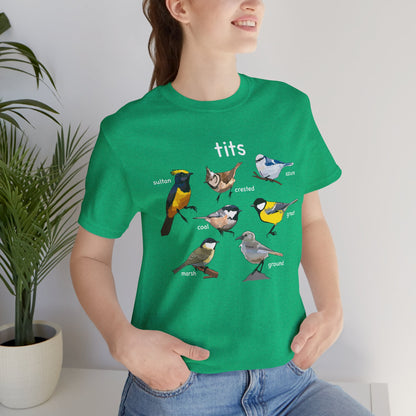 Bird Lover Tee Tits with Vintage Bird Illustrations, Nature Enthusiast Shirt, Gift for Birdwatchers, Eco-Friendly Fashion, Cute Graphic Tee,