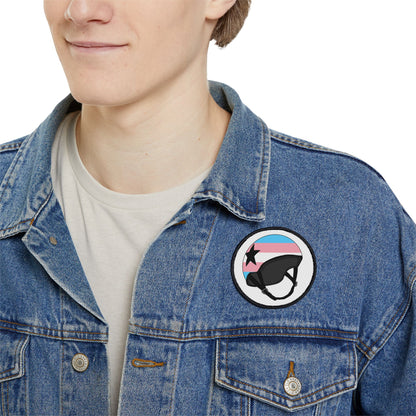 Trans Jammer Pride Iron-On Patches - LGBTQ+ Helmet Design, Fashion Accessory, Jacket Embellishment, Gift for Activists, Pride Celebration