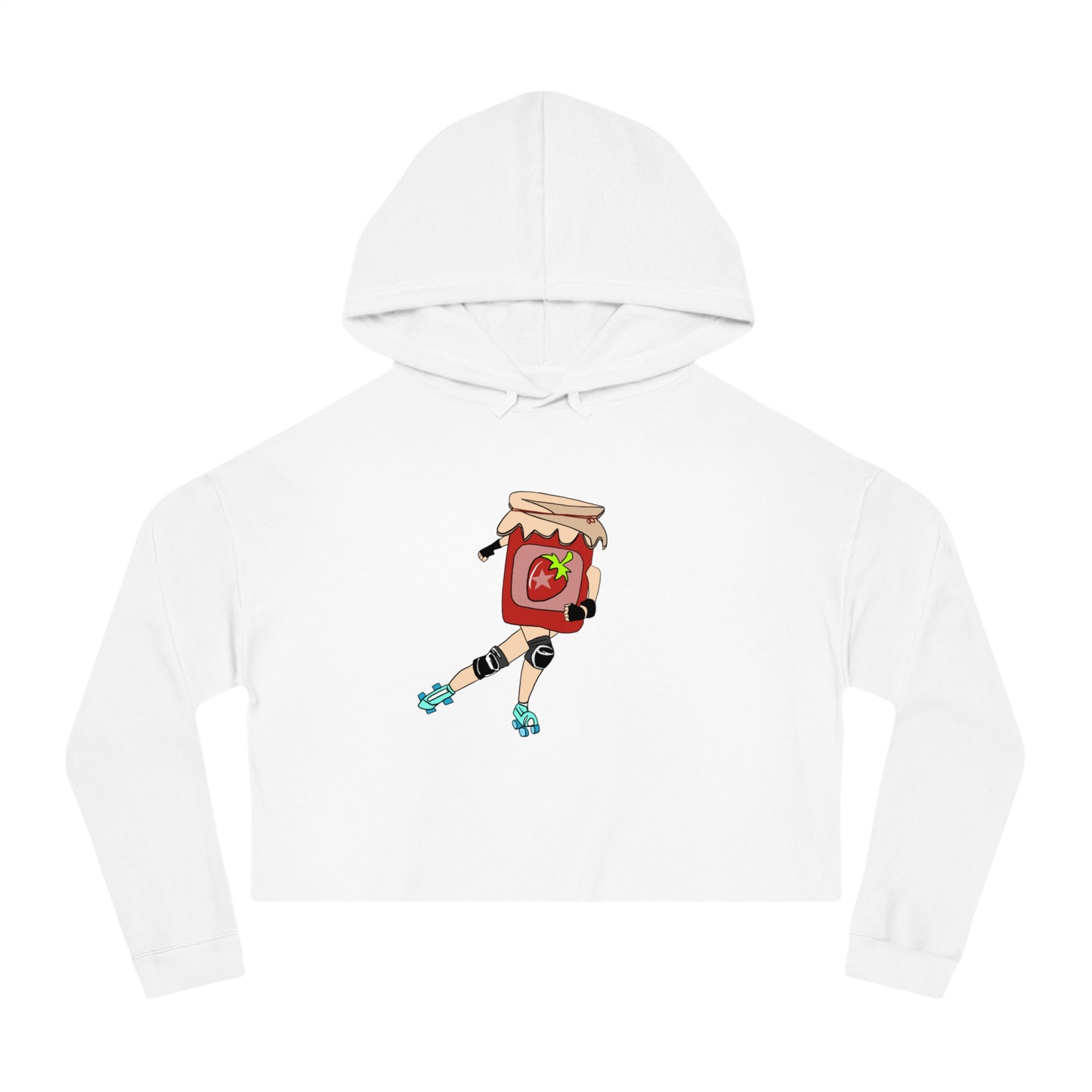 Strawberry Jammer Women Cropped Hooded Sweatshirt