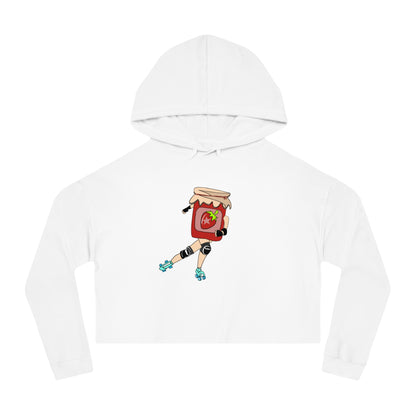 Strawberry Jammer Women Cropped Hooded Sweatshirt
