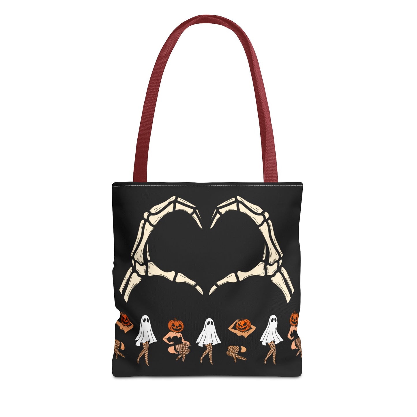 Halloween Skeleton Love Tote Bag, Spooky Tote, Ghost and Pumpkin Bag, Trick or Treat, Fall Fashion Accessory