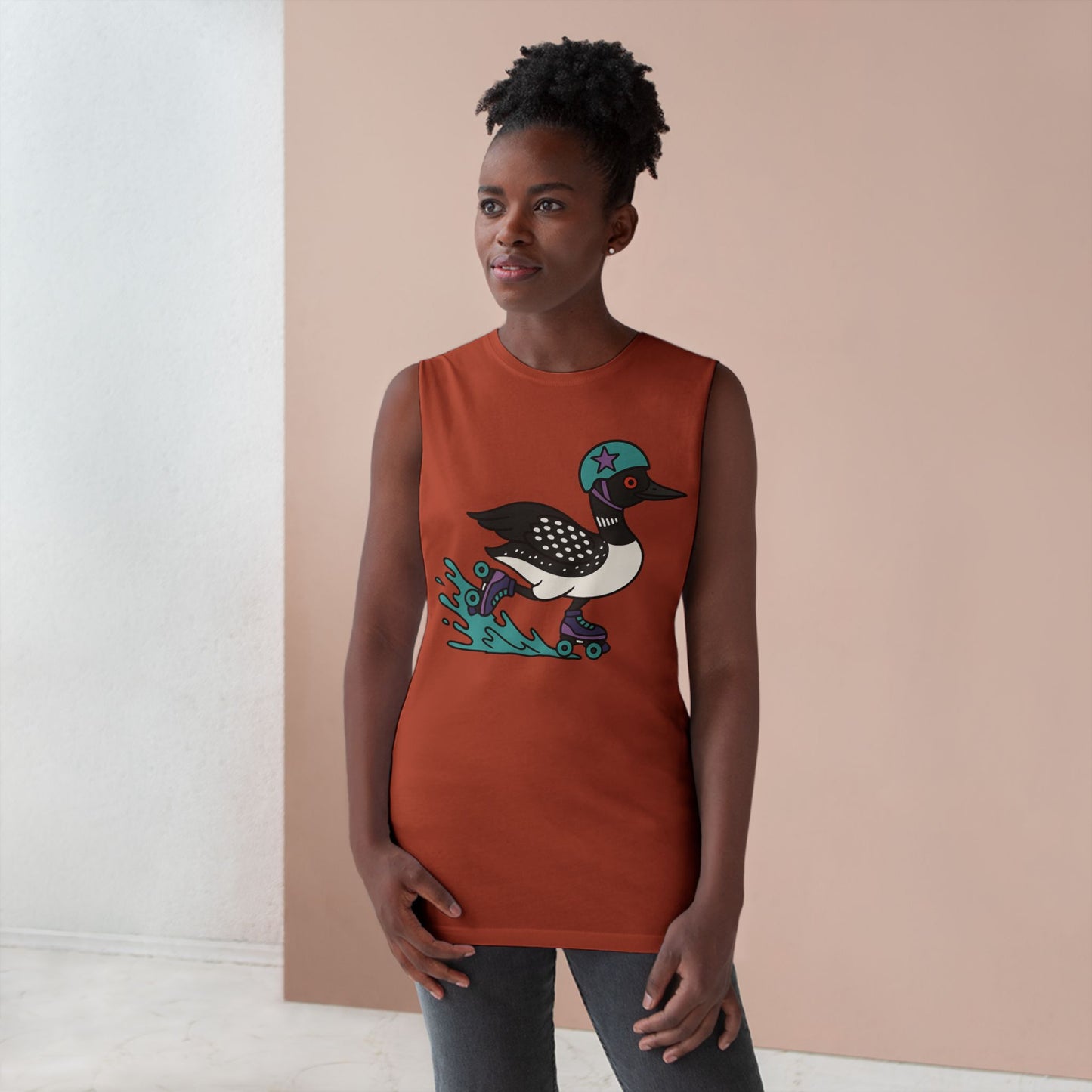 Tank Top featuring Roller Derby Playing Loon from Platte Lake Monsters Roller Derby