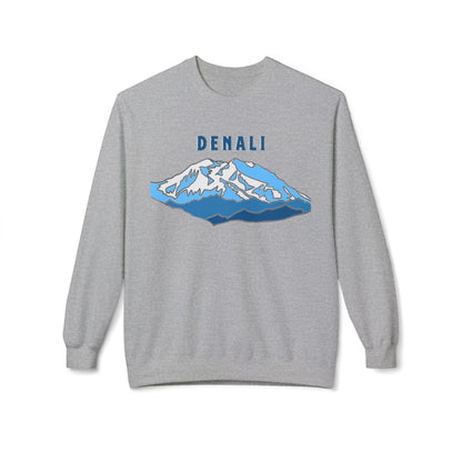 Denali Mountain Crewneck Sweatshirt, Unisex Fleece Sweatshirt, Cozy Winter Apparel, Great for Outdoors, Perfect Gift