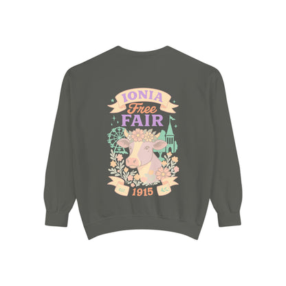 Ionia Fair Unisex Garment-Dyed Sweatshirt, Cozy Sweatshirt, Graphic Sweatshirt, Festival Attire, Vintage Feel, Gift for Fair Lovers