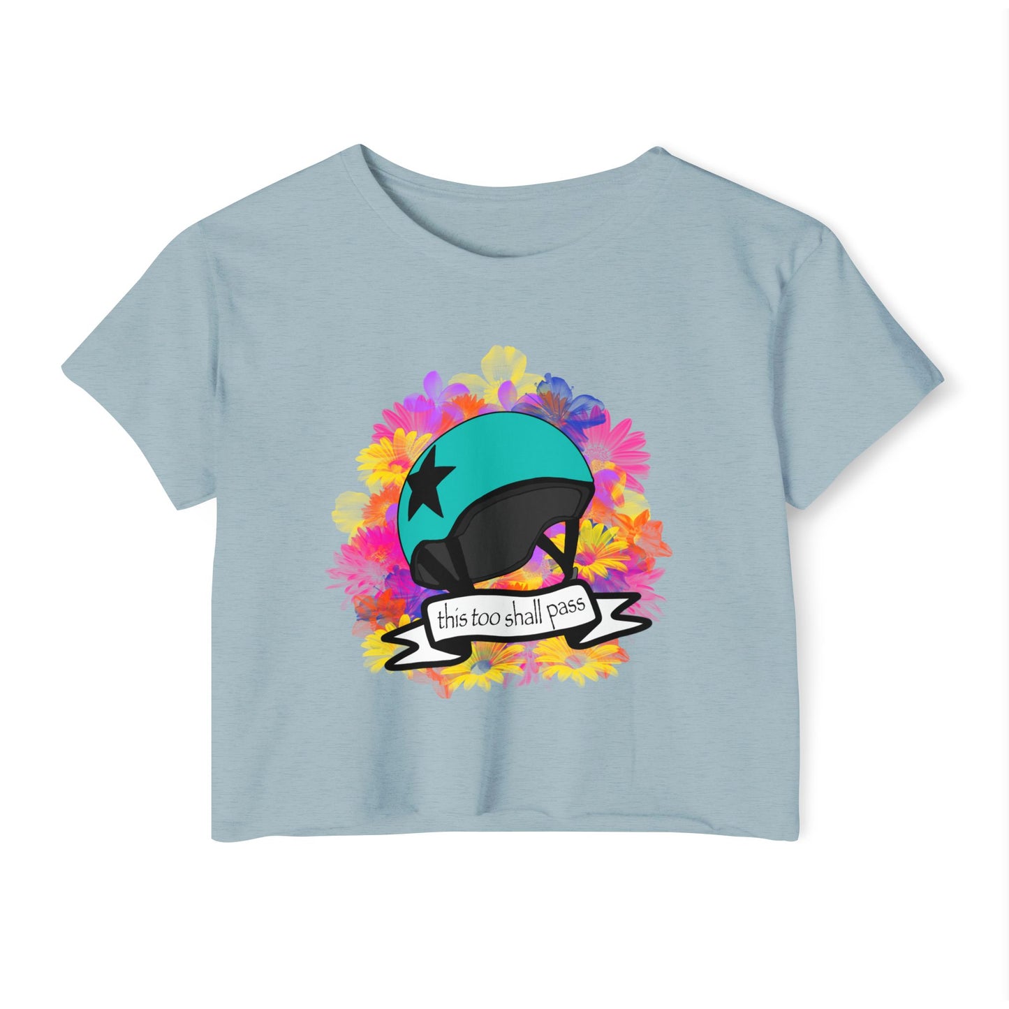 Derby Jammer Crop Top This Too Shall Pass' Floral Design, Star Pass Summer Vibes, Perfect for Concerts, Weekend Getaways, Gift for Her