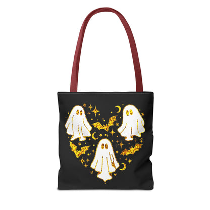 Spooky Ghost Heart Tote Bag - Perfect for Halloween, Trick or Treat, Gift for Kids, Witchy Vibes, Cute Accessory