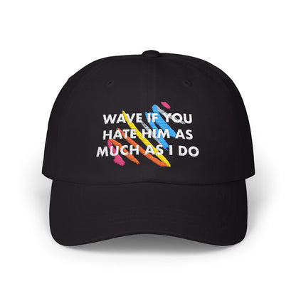 Wave if You Hate Him as Much as I do Rainbow Embroidered Classic Dad Cap, Trendy Adjustable Cap