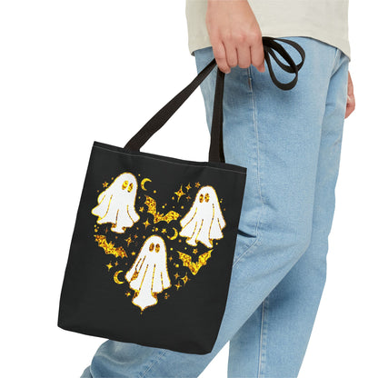 Spooky Ghost Heart Tote Bag - Perfect for Halloween, Trick or Treat, Gift for Kids, Witchy Vibes, Cute Accessory