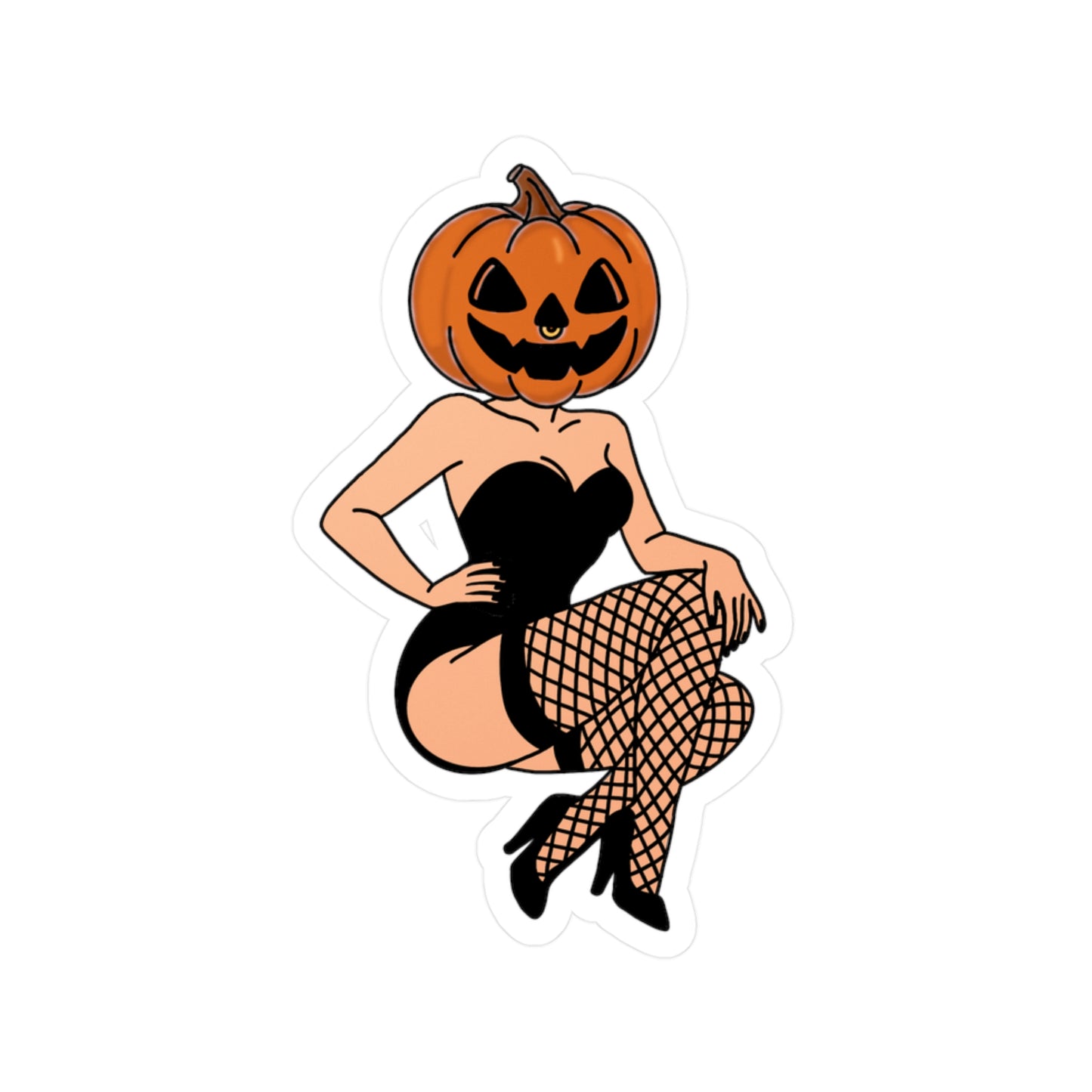 Halloween Pumpkin Girl Kiss-Cut Vinyl Decals, Cute Halloween Decor, Trick or Treat Stickers, Party Supplies, Spooky Wall Art