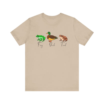 FDT- Frog Duck Toad Tee - Unisex Jersey Short Sleeve Shirt for Nature Lovers, Perfect for Gifts, Animal Lovers, Earth Day, Casual Wear