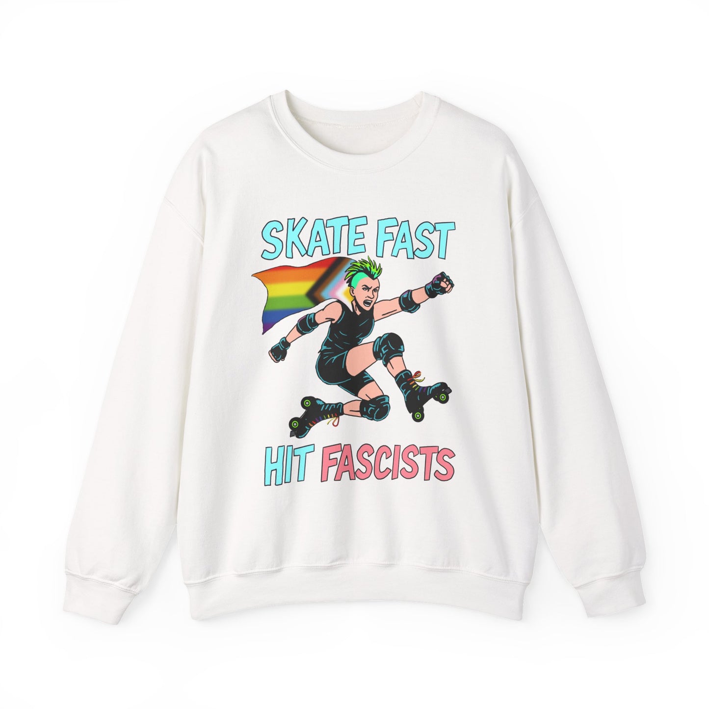 Skater Punk Sweatshirt with Progressive Pride Flag Cape - Crewneck