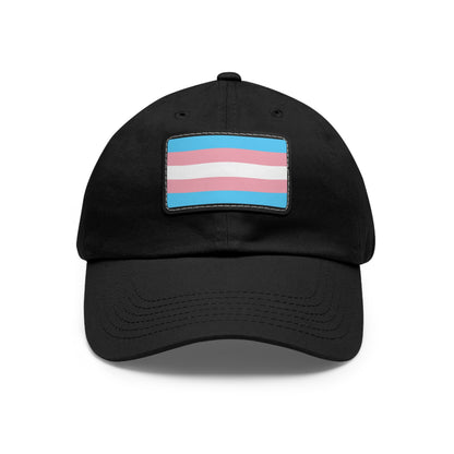 Transgender Pride Dad Hat with Leather Patch, LGBTQ+ Gift, Adjustable Cap, Pride Apparel, Unique Father's Day Gift