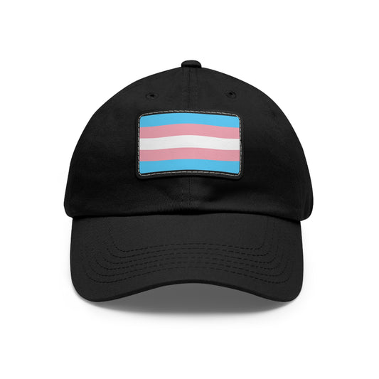 Transgender Pride Dad Hat with Leather Patch, LGBTQ+ Gift, Adjustable Cap, Pride Apparel, Unique Father's Day Gift