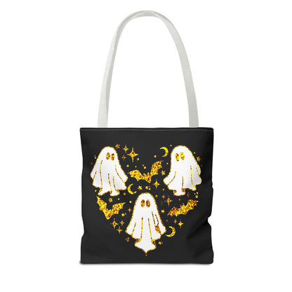 Spooky Ghost Heart Tote Bag - Perfect for Halloween, Trick or Treat, Gift for Kids, Witchy Vibes, Cute Accessory