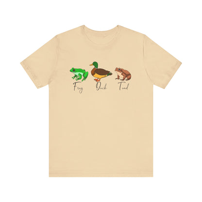 FDT- Frog Duck Toad Tee - Unisex Jersey Short Sleeve Shirt for Nature Lovers, Perfect for Gifts, Animal Lovers, Earth Day, Casual Wear