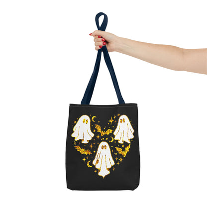 Spooky Ghost Heart Tote Bag - Perfect for Halloween, Trick or Treat, Gift for Kids, Witchy Vibes, Cute Accessory