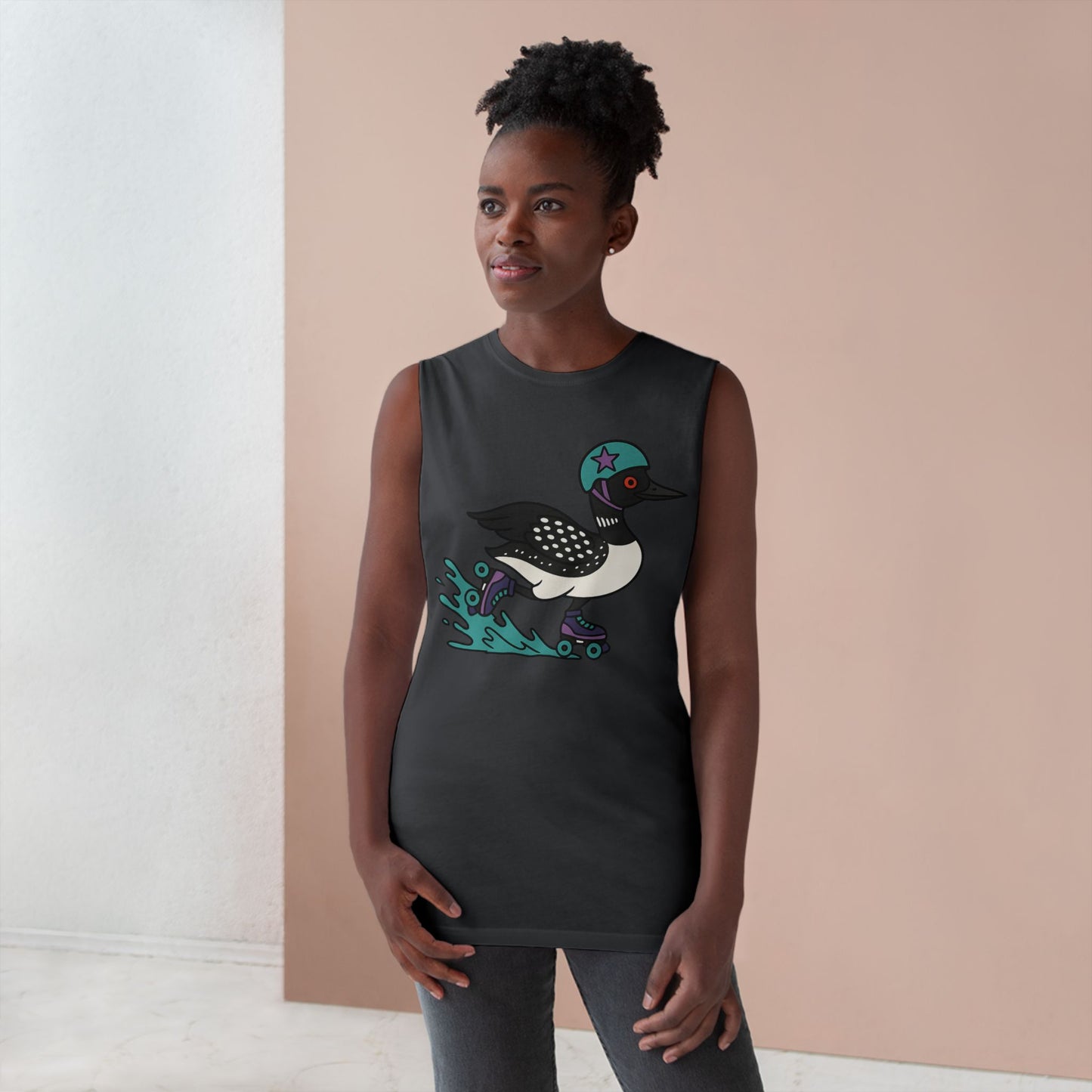 Tank Top featuring Roller Derby Playing Loon from Platte Lake Monsters Roller Derby