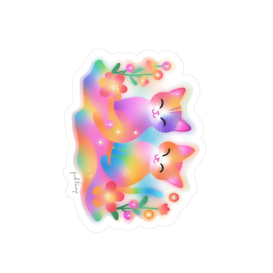 Subtle Anti Trump Rainbow Cat Vinyl Decals, Cute Stickers for Cat Lovers, Colorful Wall Decor for Home, Gift for She/Her, Pet Lovers