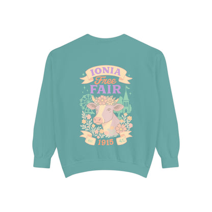 Ionia Fair Unisex Garment-Dyed Sweatshirt, Cozy Sweatshirt, Graphic Sweatshirt, Festival Attire, Vintage Feel, Gift for Fair Lovers
