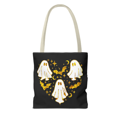 Spooky Ghost Heart Tote Bag - Perfect for Halloween, Trick or Treat, Gift for Kids, Witchy Vibes, Cute Accessory