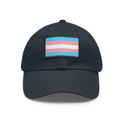 Transgender Pride Dad Hat with Leather Patch, LGBTQ+ Gift, Adjustable Cap, Pride Apparel, Unique Father's Day Gift