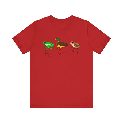 FDT- Frog Duck Toad Tee - Unisex Jersey Short Sleeve Shirt for Nature Lovers, Perfect for Gifts, Animal Lovers, Earth Day, Casual Wear