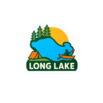 Long Lake Adventure Kiss-Cut Vinyl Decals - Nature Stickers, Outdoor Decor, Kayaker Gifts, Lakehouse Decor, Vinyl Wall Art