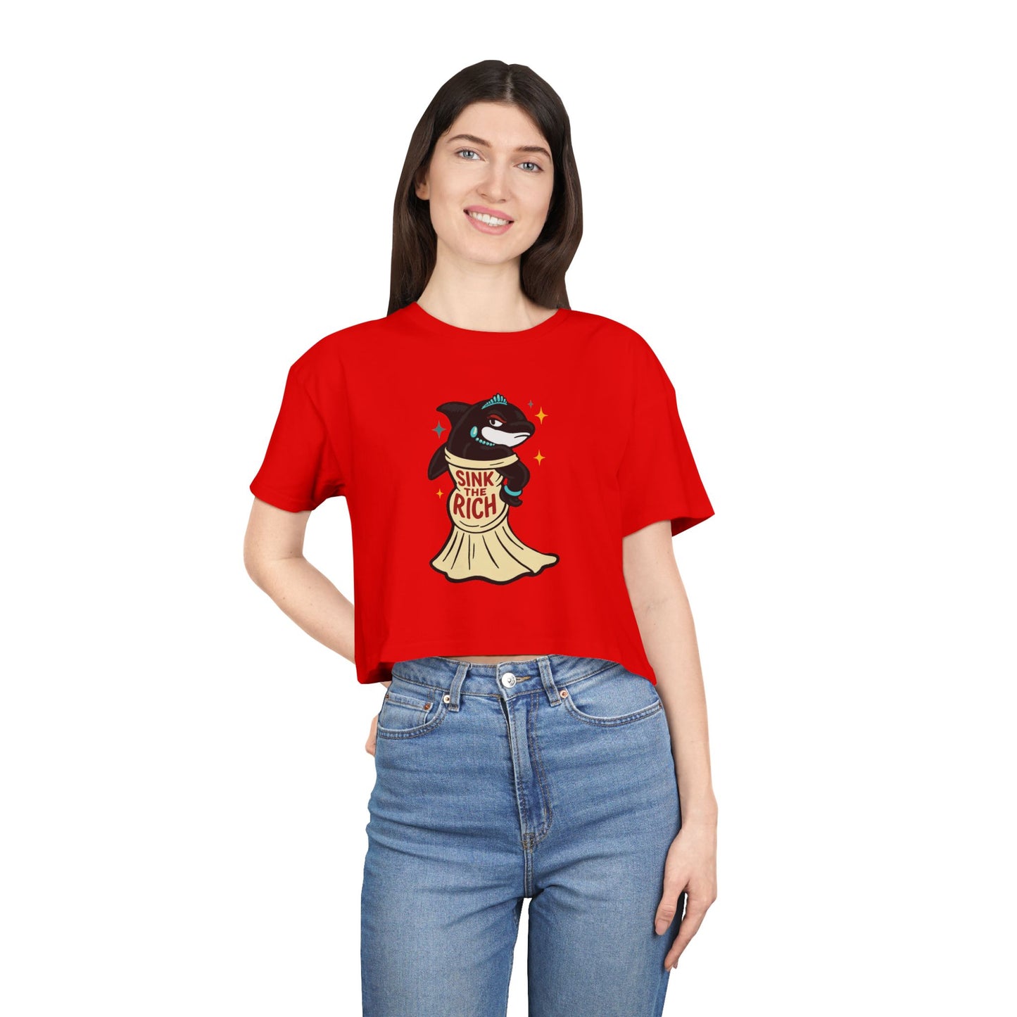Crop Tee Orca Whale AOC's Met Gala Dress Sink the Rich Women's