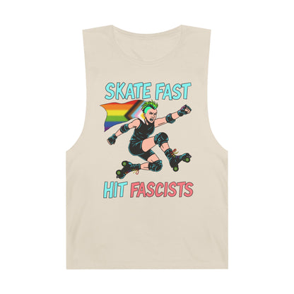 Tank Top - Skate Fast Hit Fascists - Punk Skater with Progressive Pride Flag Cape