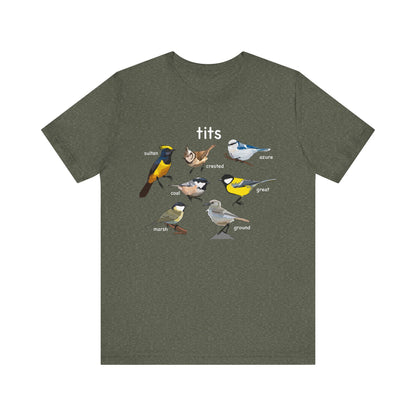 Bird Lover Tee Tits with Vintage Bird Illustrations, Nature Enthusiast Shirt, Gift for Birdwatchers, Eco-Friendly Fashion, Cute Graphic Tee,