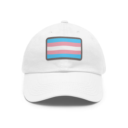 Transgender Pride Dad Hat with Leather Patch, LGBTQ+ Gift, Adjustable Cap, Pride Apparel, Unique Father's Day Gift
