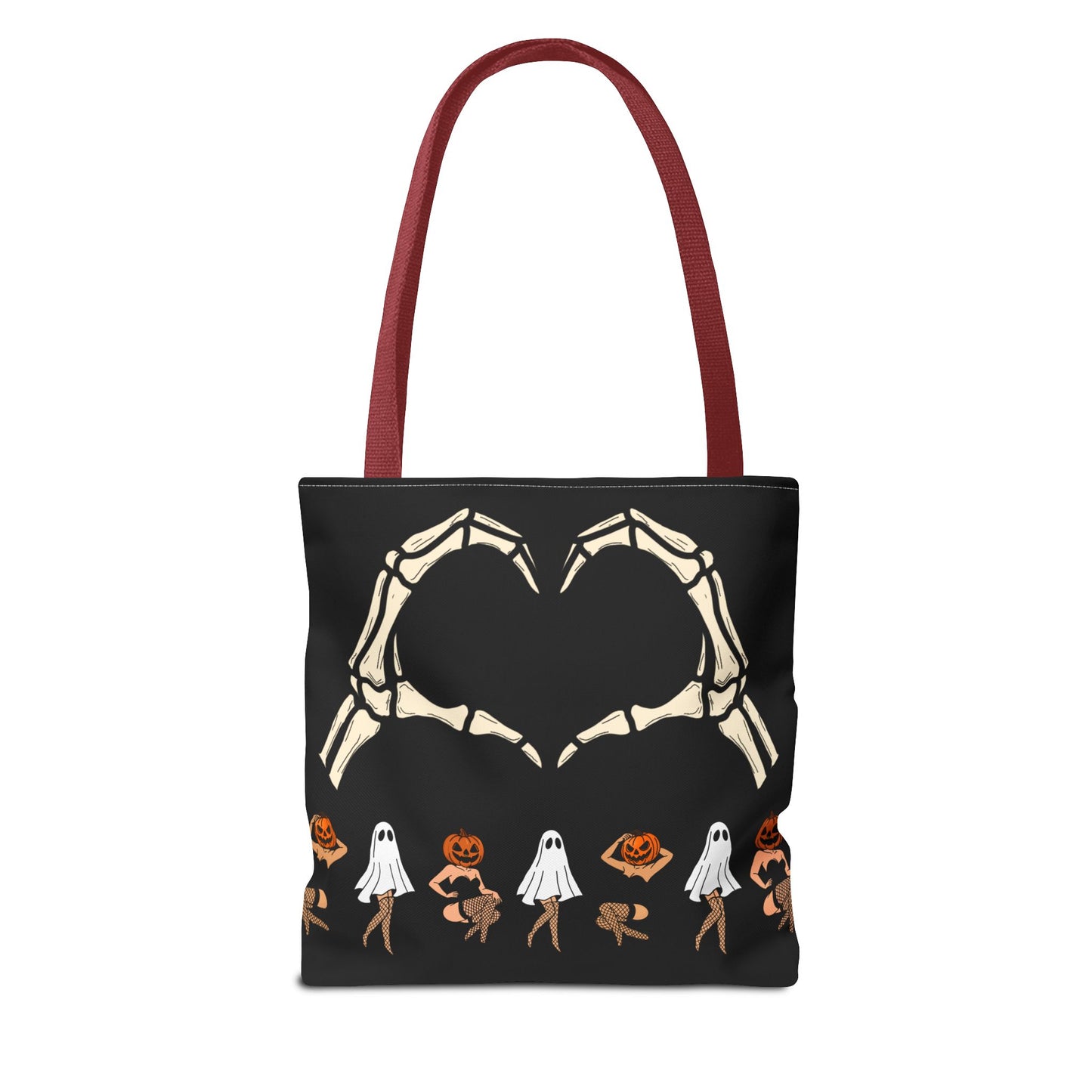 Halloween Skeleton Love Tote Bag, Spooky Tote, Ghost and Pumpkin Bag, Trick or Treat, Fall Fashion Accessory
