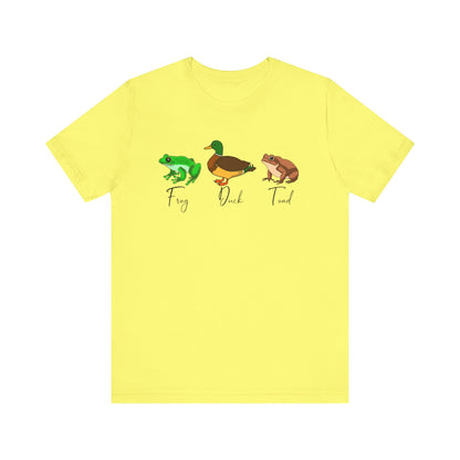 FDT- Frog Duck Toad Tee - Unisex Jersey Short Sleeve Shirt for Nature Lovers, Perfect for Gifts, Animal Lovers, Earth Day, Casual Wear