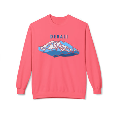 Denali Mountain Crewneck Sweatshirt, Unisex Fleece Sweatshirt, Cozy Winter Apparel, Great for Outdoors, Perfect Gift