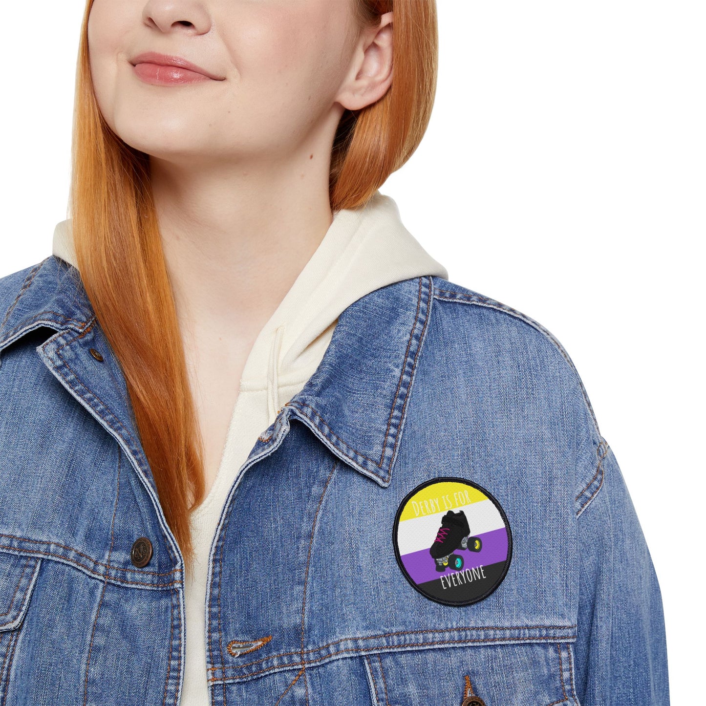 Non-Binary Derby Iron-On Patches, LGBTQ+ Roller Skating, Fun Patches for Jackets, Gear Accessories, Gift for Skaters, Pride Support