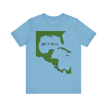 Gulf of Mexico Map Tee, Relaxed Unisex Jersey Shirt, Ocean Lover Gift, Beach Vacation Shirt, Summer Travel Tee, Nautical Apparel