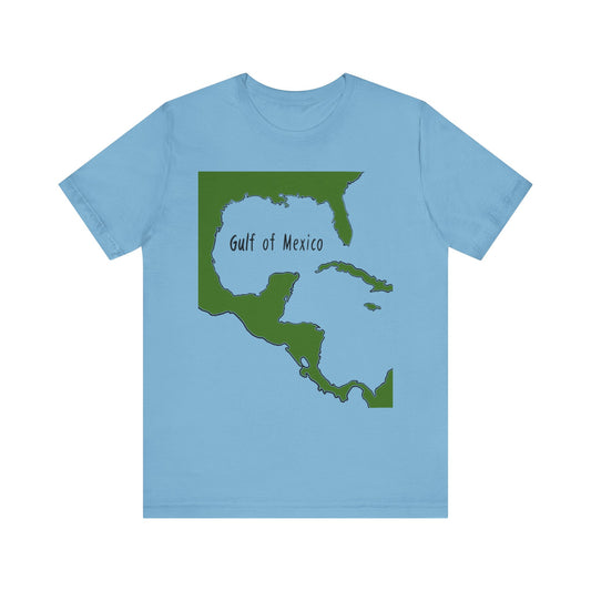 Gulf of Mexico Map Tee, Relaxed Unisex Jersey Shirt, Ocean Lover Gift, Beach Vacation Shirt, Summer Travel Tee, Nautical Apparel