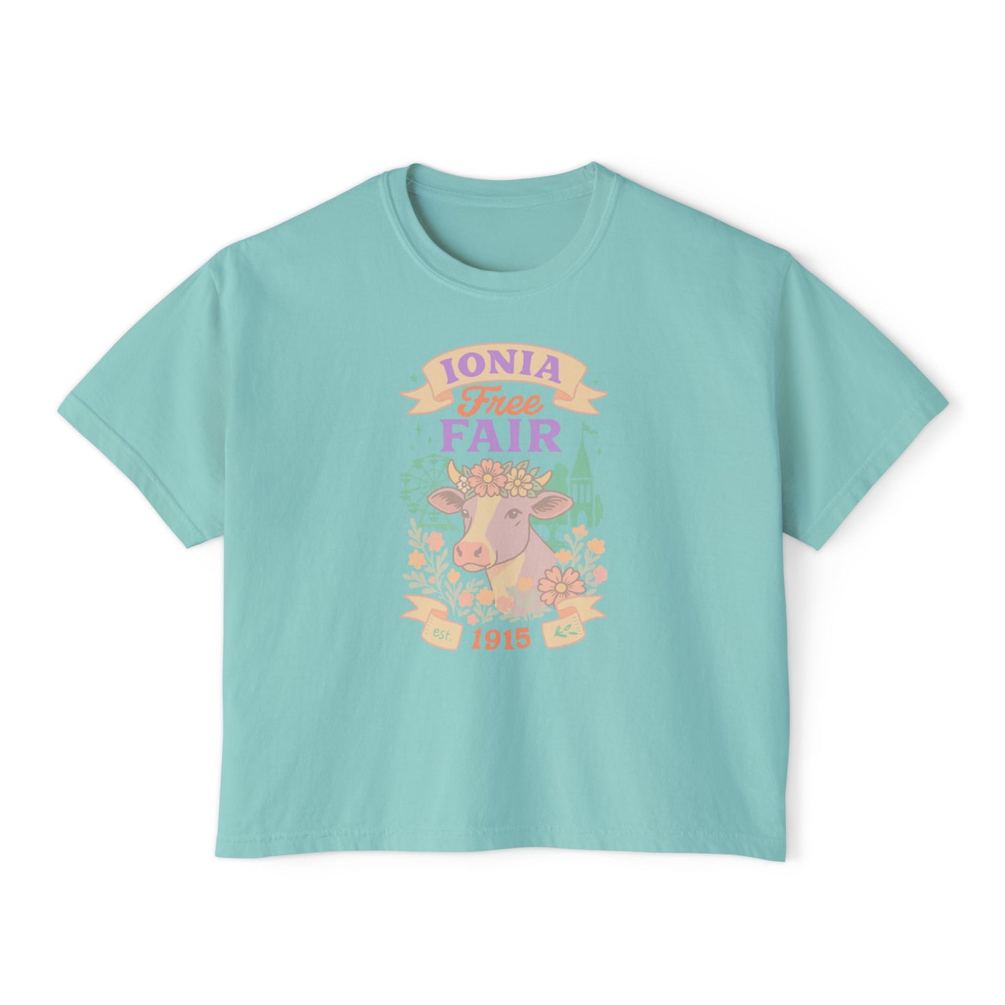 Vintage Ionia Free Fair Women's Boxy Tee, Casual Summer T-Shirt, Graphic Tee, Festival Shirt, Gift for Her