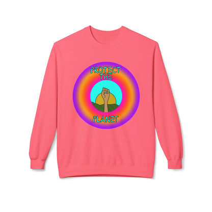 Protect the Planet Crewneck Sweatshirt, Eco-Friendly Sweatshirt, Earth Day Gift, Unisex Fleece Top, Activist Apparel, Comfortable Casual