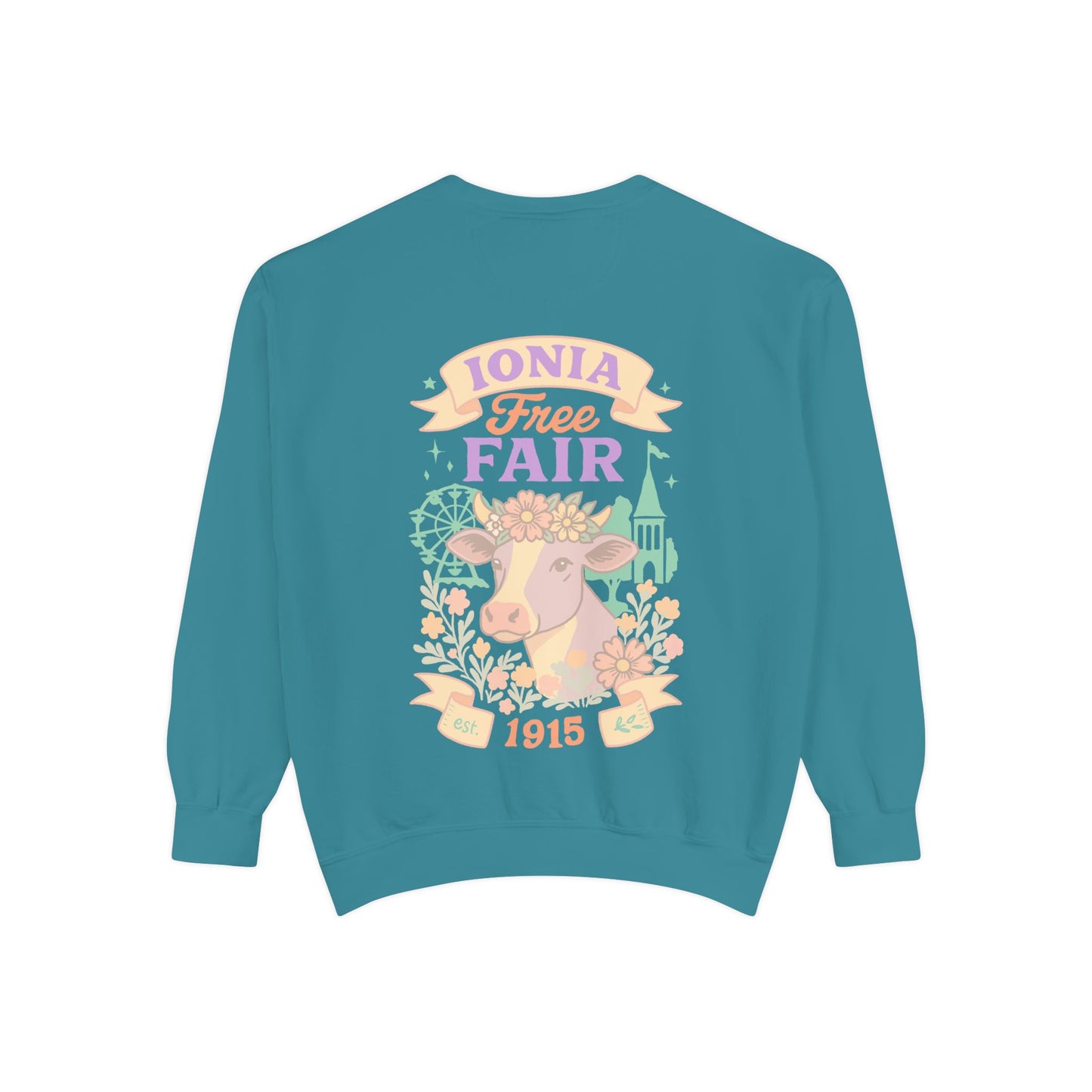 Ionia Fair Unisex Garment-Dyed Sweatshirt, Cozy Sweatshirt, Graphic Sweatshirt, Festival Attire, Vintage Feel, Gift for Fair Lovers