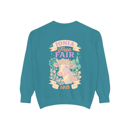 Ionia Fair Unisex Garment-Dyed Sweatshirt, Cozy Sweatshirt, Graphic Sweatshirt, Festival Attire, Vintage Feel, Gift for Fair Lovers